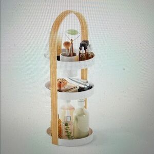 Umbra White Natural Blond Organizer unit "Bellwood" 3 trays + removable cup
